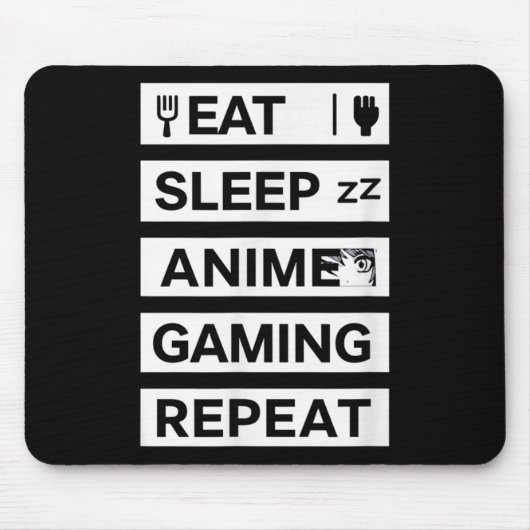 Eat Sleep Anime Gaming Repeat Otaku Gamer Humor Muismat (Voorkant)