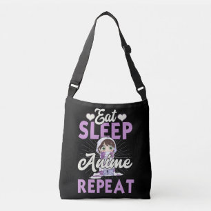 Eat Sleep Anime Herhaal Cadeauidee Cosplayer Crossbody Tas