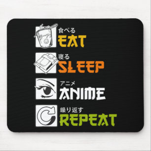 Eat Sleep Anime Herhaal Cadeauidee Cosplayer Muismat