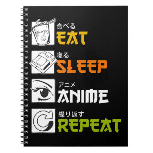 Eat Sleep Anime Herhaal Cadeauidee Cosplayer Notitieboek