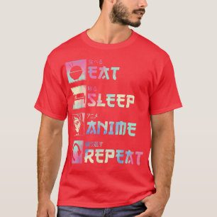 Eat Sleep Anime Herhaal Funny Anime Japanse Manga T-shirt