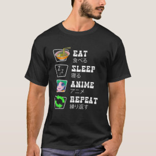 Eat Sleep Anime Herhaal Funny Anime Lover Japans T-shirt