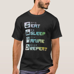 Eat Sleep Anime Herhaal Funny Japans Manga Kawaii T-shirt