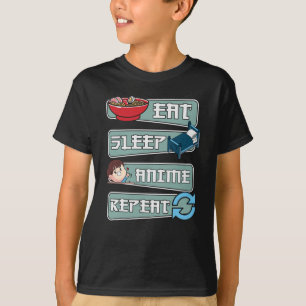 Eat Sleep Anime Herhaal Japans Ontwerp Kawaii T-shirt