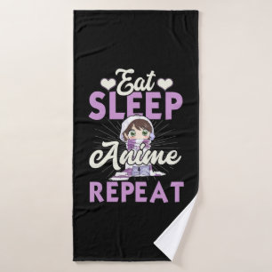 Eat Sleep Anime Herhaal Japanse Manga Lover Badhanddoek