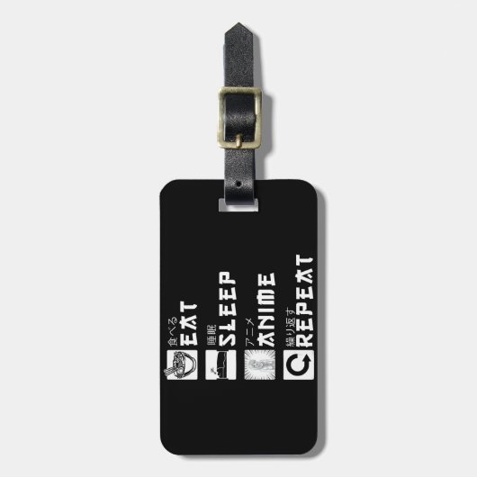 Eat Sleep Anime Herhaal Japanse Manga Lover Bagagelabel (Voorkant verticaal)