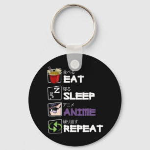 Eat Sleep Anime Herhaal Kawaii Otaku Manga Japan F Sleutelhanger