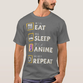 Eat Sleep Anime Herhaal Kawaii Otaku Manga Japan F T-shirt