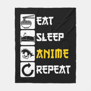 Eat Sleep Anime Herhaal Manga Japan Gezegde Cospla Fleece Deken