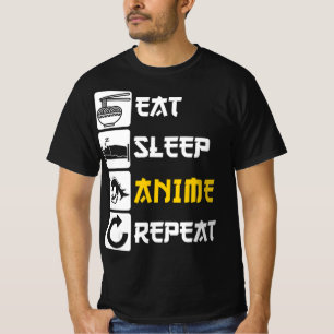 Eat Sleep Anime Herhaal Manga Japan Gezegde Cospla T-shirt