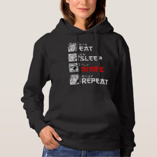 Eat Sleep Anime Herhaal Manga Japan Kanji Weeb Vin Hoodie