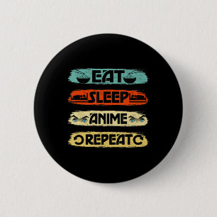 Eat Sleep Anime Herhaal Ramen Kawaii Japans Manga Ronde Button 5,7 Cm
