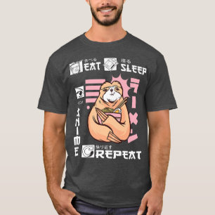 Eat Sleep Anime Herhaal Sloth Japan Ramen Japans T-shirt