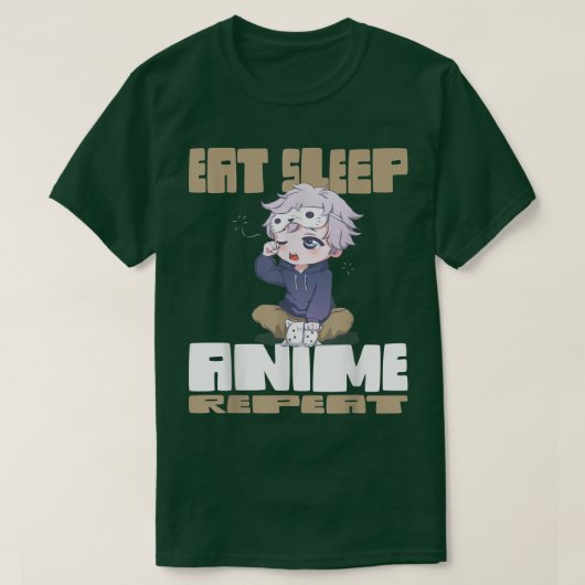 Eat Sleep Anime Herhalen  T-shirt (Design voorkant)