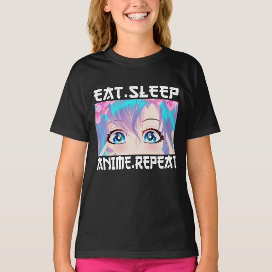 Eat Sleep Anime Herhalen T-shirt (Voorkant)