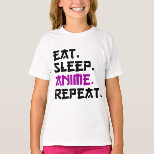 Eat Sleep Anime Herhalen T-shirt
