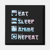 Eat Sleep Anime Herhalen - Waterverf Anime M Magneet (Voorkant)