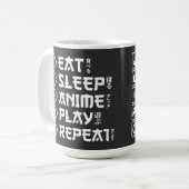 Eat Sleep Anime Play Repeat Otaku Anime Lifestyle Koffiemok (Voorkant links)