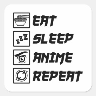Eat Sleep Anime Repeat Anime Lover Manga Otaku Vierkante Sticker