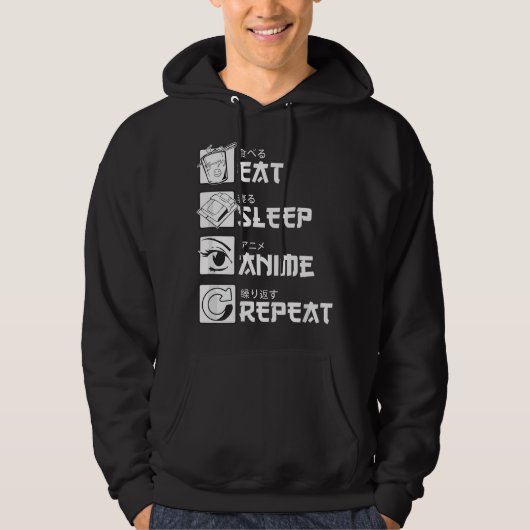 Eat Sleep Anime Repeat Hoodie (Voorkant)