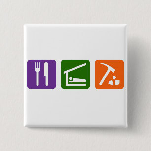 Eat Sleep Archeology Vierkante Button 5,1 Cm
