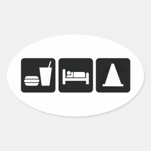Eat Sleep AutoX Ovale Sticker