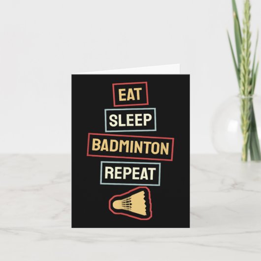 Eat Sleep Badminton Repeat Badminton Player Retro, Kaart (Voorkant)