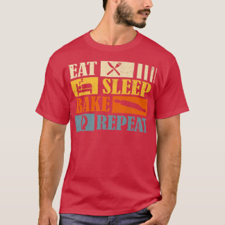 Eat Sleep Bake Herhaal Funny Baking Giften T-shirt