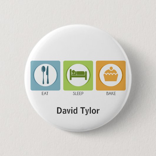Eat Sleep Bake! Ronde Button 5,7 Cm (Voorkant)