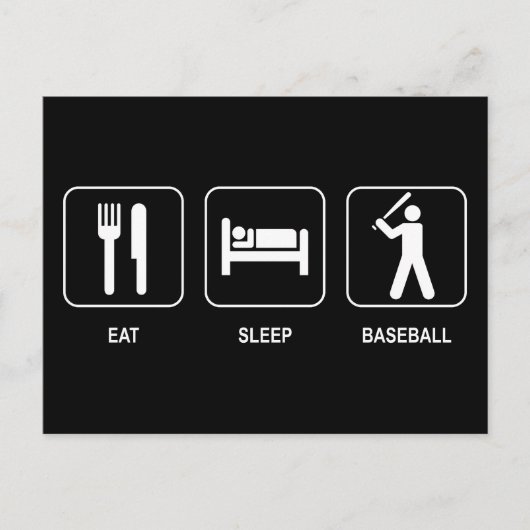 Eat Sleep Baseball Briefkaart (Voorkant)