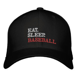 Eat Sleep Baseball Geborduurde Pet