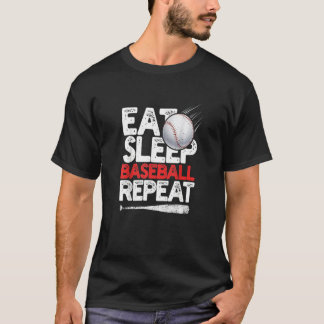 Eat Sleep Baseball Herhaal Catcher Pitcher Basebal T-shirt