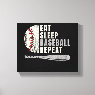 Eat Sleep Baseball Herhaal Funny Baseball Player Canvas Afdruk