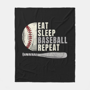 Eat Sleep Baseball Herhaal Funny Baseball Player Fleece Deken