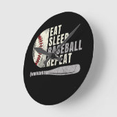 Eat Sleep Baseball Herhaal Funny Baseball Player Ronde Klok (Hoek)