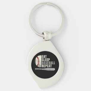 Eat Sleep Baseball Herhaal Funny Baseball Player Sleutelhanger