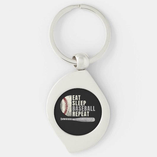 Eat Sleep Baseball Herhaal Funny Baseball Player Sleutelhanger (Voorkant)