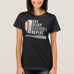 Eat Sleep Baseball Herhaal Funny Baseball Player T-shirt