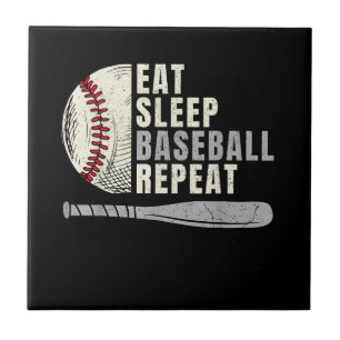 Eat Sleep Baseball Herhaal Funny Baseball Player Tegeltje