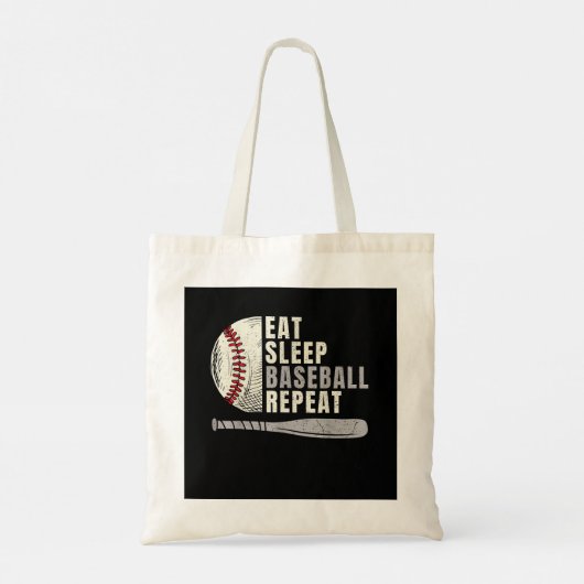 Eat Sleep Baseball Herhaal Funny Baseball Player Tote Bag (Achterkant)