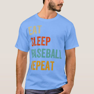 Eat Sleep Baseball Herhaal Funny Sport Player Fan T-shirt