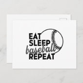 Eat Sleep Baseball Herhalen Briefkaart (Voorkant / Achterkant)