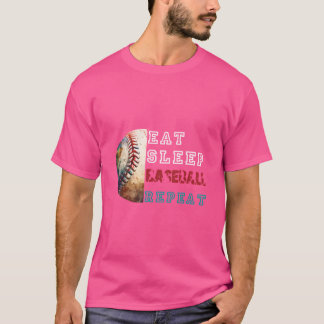 Eat Sleep Baseball Herhalen T-shirt