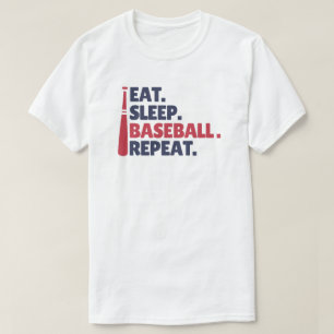 Eat Sleep Baseball Herhalen T-shirt