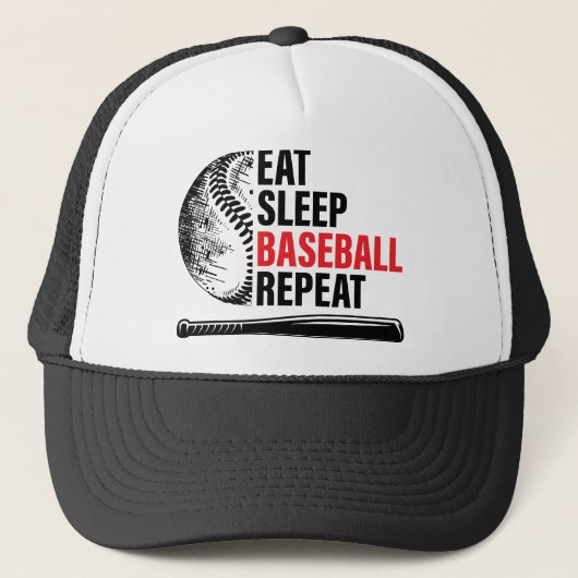 Eat Sleep Baseball Repeat Ball Cap Trucker Pet (Voorkant)