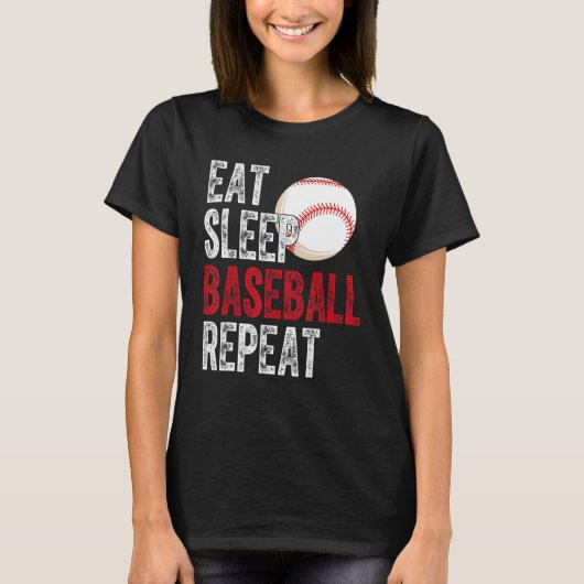 Eat Sleep Baseball Repeat Baseball Player Basebal T-shirt (Voorkant)