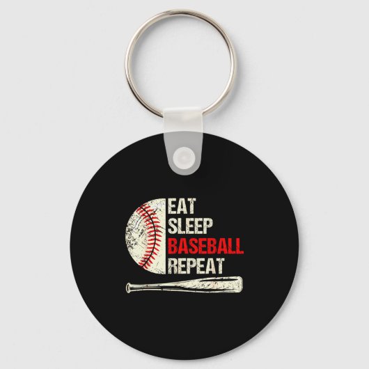 Eat Sleep Baseball Repeat Funny Baseball Player Sleutelhanger (Voorkant)