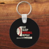Eat Sleep Baseball Repeat Funny Baseball Player Sleutelhanger (Voorkant)