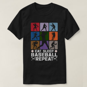 Eat Sleep Baseball Repeat Sport Speler Fan T-shirt