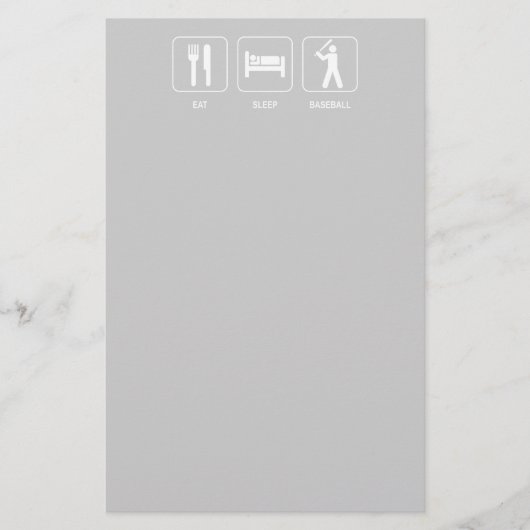 Eat Sleep Baseball Stationery Briefpapier (Voorkant)